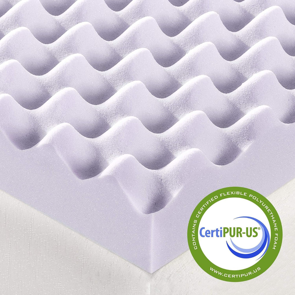 Best Price Mattress 3 Inch Egg Crate Memory Foam Mattress Topper with Soothing Lavender Infusion, CertiPUR-US Certified, Twin - Grand Goldman