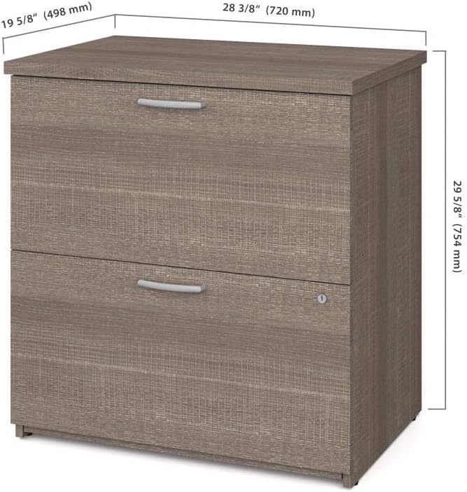 Bestar Logan U-Shaped Desk with Hutch, Lateral File Cabinet, and Bookcase in Antigua, 66W - Grand Goldman