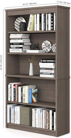 Bestar Logan U-Shaped Desk with Hutch, Lateral File Cabinet, and Bookcase in Antigua, 66W - Grand Goldman