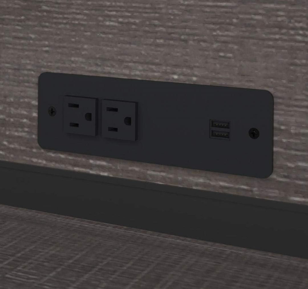 Bestar Logan U-Shaped Desk with Hutch, Lateral File Cabinet, and Bookcase in Antigua, 66W - Grand Goldman