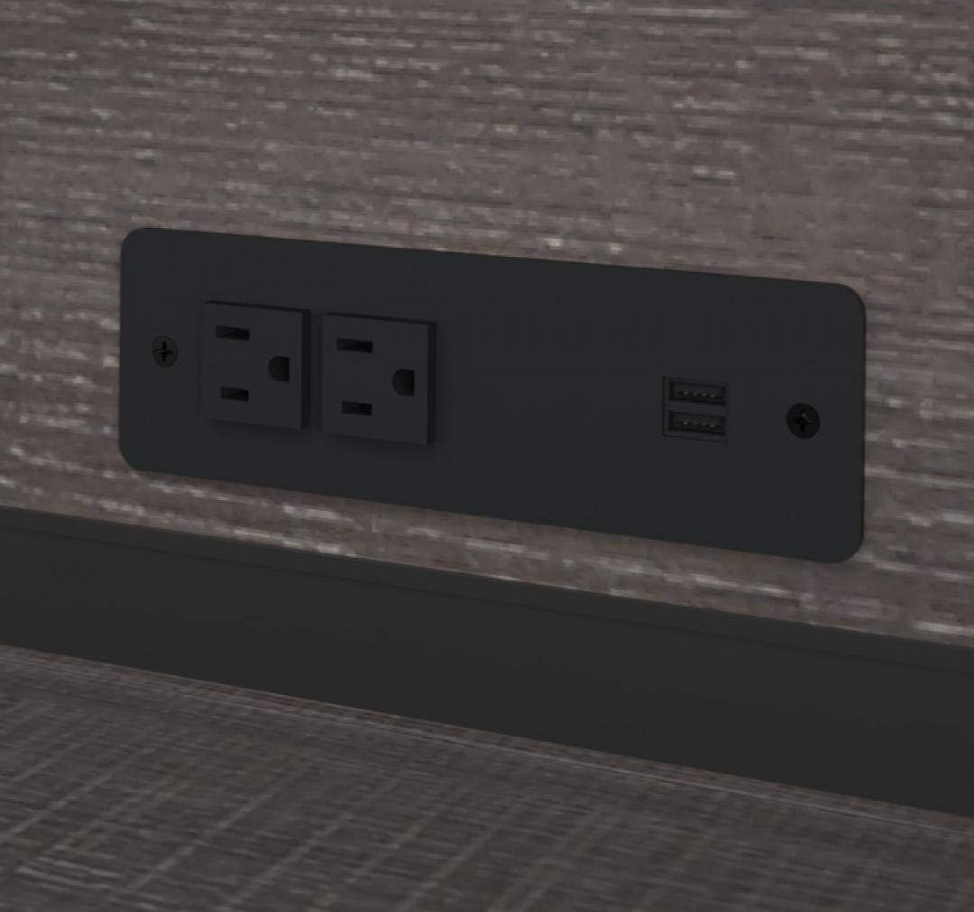 Bestar Logan U-Shaped Desk with Hutch, Lateral File Cabinet, and Bookcase in Antigua, 66W - Grand Goldman