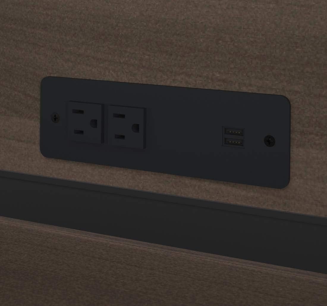 Bestar Logan U-Shaped Desk with Hutch, Lateral File Cabinet, and Bookcase in Antigua, 66W - Grand Goldman