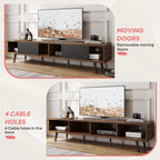 Bestier 70 inch Mid Century Modern TV Stand for 75 inch TV, Low Profile TV Stand with Storage, Entertainment Center for Living Room, Cord Management, Walnut - Grand Goldman