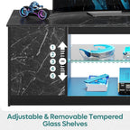 Bestier LED TV Stand with Power Outlets for 55/60/65 Inch TV, Gaming Entertainment Center with Cabinet for PS5, Modern TV Cabinet with Adjustable Glass Shelves for Living Room 58 Inch,Black Marble - Grand Goldman
