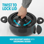 Bialetti 5.5 Quart Pasta Pot with Strainer Lid, Charcoal – Elongated Oval Pot for Longer Spaghetti, Lasagna, Penne & Farfalle Noodles, Heat Resistant Handles & Nonstick Interior, Large Pot for Cooking - Grand Goldman