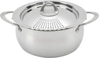 Bialetti 5.5 Quart Pasta Pot with Strainer Lid, Charcoal – Elongated Oval Pot for Longer Spaghetti, Lasagna, Penne & Farfalle Noodles, Heat Resistant Handles & Nonstick Interior, Large Pot for Cooking - Grand Goldman