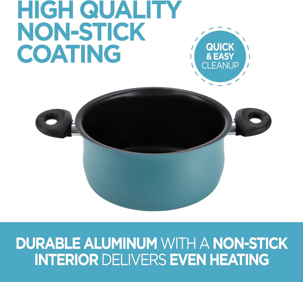 Bialetti Taste of Italy Nonstick Pasta Pot with Strainer Lid, 5.5-Quart, Teal - Grand Goldman