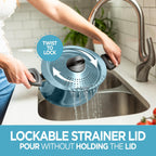 Bialetti Taste of Italy Nonstick Pasta Pot with Strainer Lid, 5.5-Quart, Teal - Grand Goldman