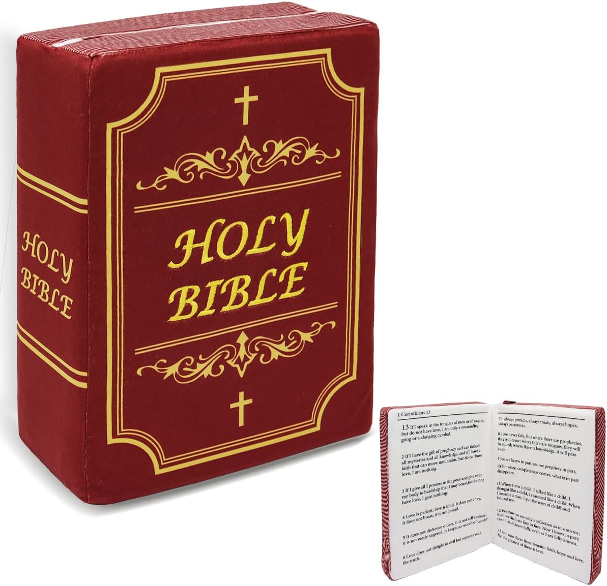 Bible Pillow Book Plush That Opens Christian Holy Bible Stuff Religious Party Favors Gifts for Kids for Christening Easter - Grand Goldman