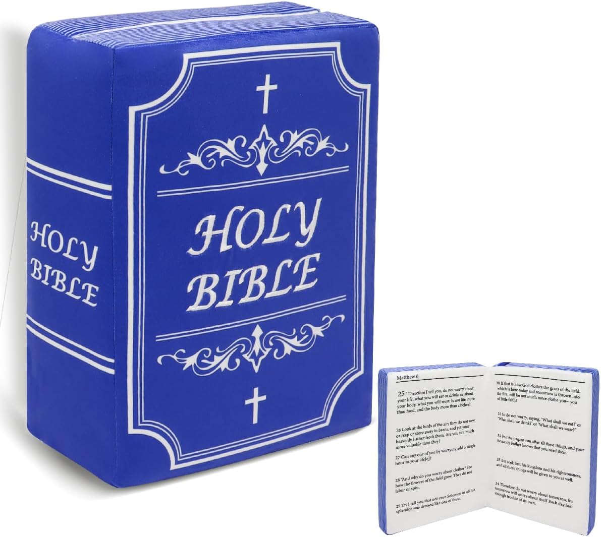 Bible Pillow Book Plush That Opens Christian Holy Bible Stuff Religious Party Favors Gifts for Kids for Christening Easter - Grand Goldman