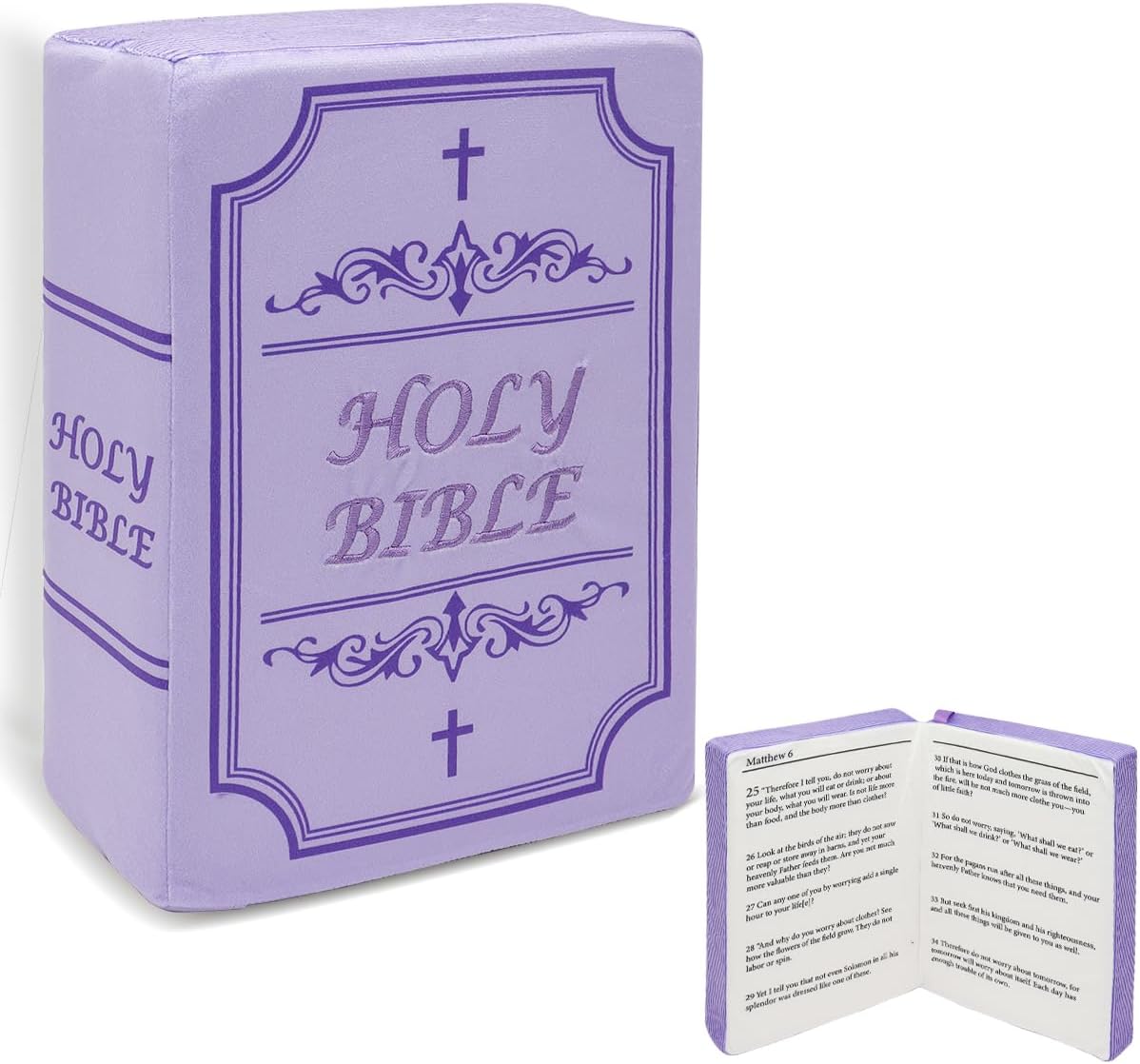Bible Pillow Book Plush That Opens Christian Holy Bible Stuff Religious Party Favors Gifts for Kids for Christening Easter - Grand Goldman