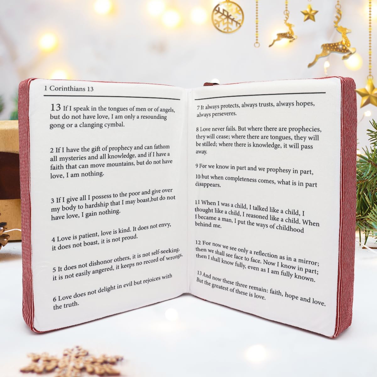 Bible Pillow Book Plush That Opens Christian Holy Bible Stuff Religious Party Favors Gifts for Kids for Christening Easter - Grand Goldman