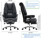 Big and Tall Office Chair 400lbs Wide Seat, Leather High Back Executive Office Chair with Foot Rest, Ergonomic Office Chair Lumbar Support for Lower Back Pain Relief (Black) - Grand Goldman