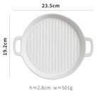 Binaural Baking Tray Pizza Tray Round Dish Plate Dish Creative Oven Ceramic Net Celebrity Tableware Microwave Flat Plate - Grand Goldman