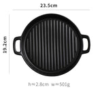 Binaural Baking Tray Pizza Tray Round Dish Plate Dish Creative Oven Ceramic Net Celebrity Tableware Microwave Flat Plate - Grand Goldman