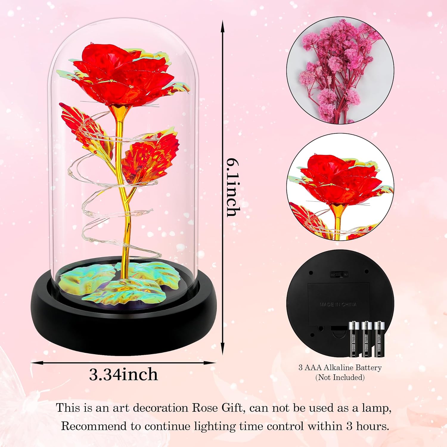 Birthday Gifts for Women,Christmas Rose Gifts for Women,Womens Glass Rose Gifts,Light Up Rose Flowers in Glass Dome,Colorful Rainbow Flower Rose Mom Gifts for Her,Wife,Thanksgiving,Anniversary - Grand Goldman