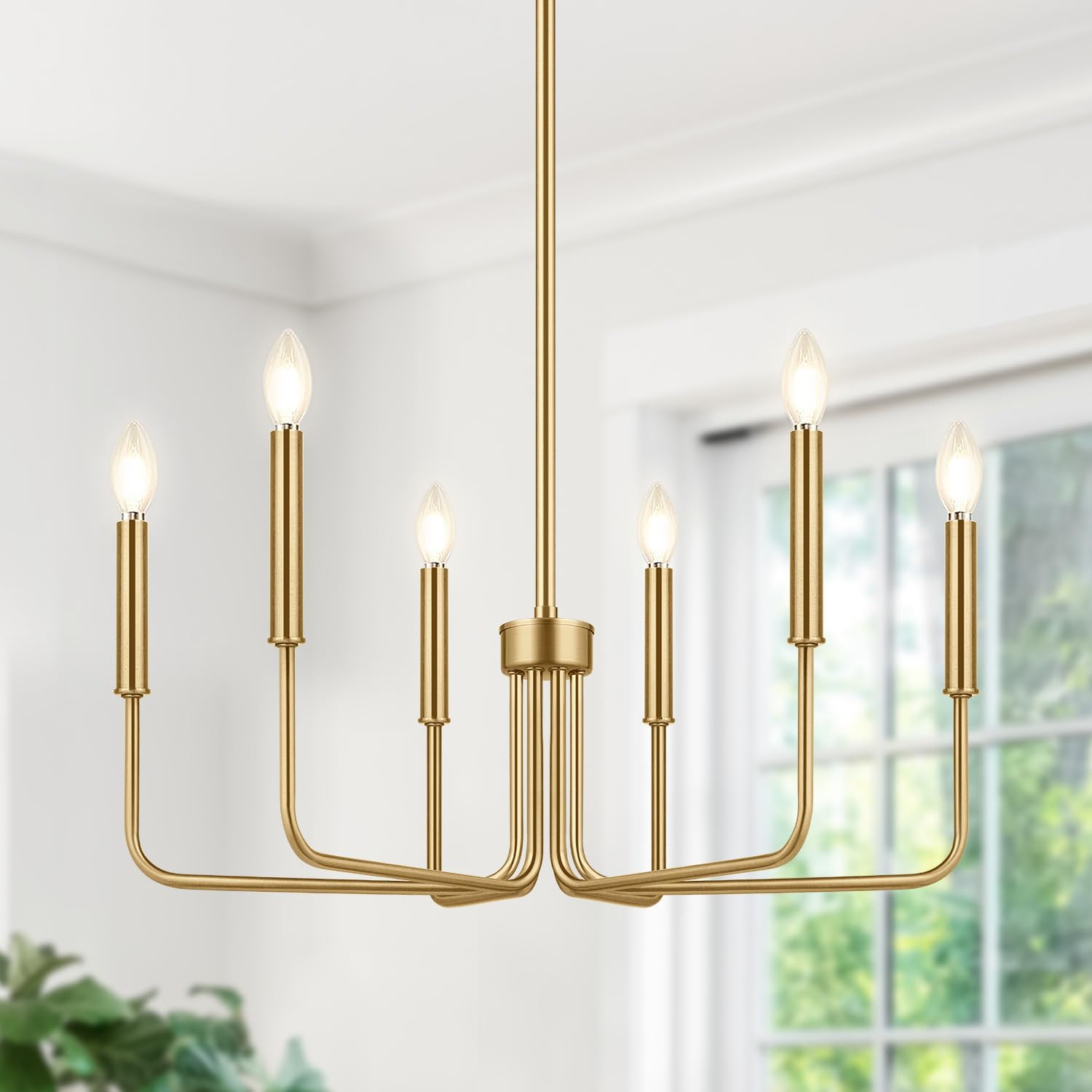 Black Chandelier, 6-Light Farmhouse Chandelier for Dining Room Lighting Fixtures Hanging, Dining Light Fixtures Industrial Modern Chandelier for Bedroom, Foyer, Hall, Kitchen, Living Room and Entryway - Grand Goldman