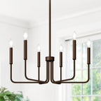 Black Chandelier, 6-Light Farmhouse Chandelier for Dining Room Lighting Fixtures Hanging, Dining Light Fixtures Industrial Modern Chandelier for Bedroom, Foyer, Hall, Kitchen, Living Room and Entryway - Grand Goldman