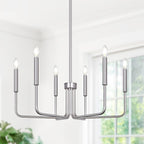 Black Chandelier, 6-Light Farmhouse Chandelier for Dining Room Lighting Fixtures Hanging, Dining Light Fixtures Industrial Modern Chandelier for Bedroom, Foyer, Hall, Kitchen, Living Room and Entryway - Grand Goldman