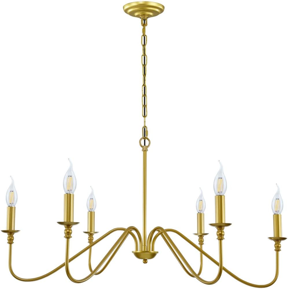 Black Chandelier,6-Light Rustic Industrial Iron Chandeliers for Dining Room Lighting Fixtures Hanging,Candle Hanging Hallway, Living Room, Foyer, Bedroom, Office, Bar,Island Lights - Grand Goldman