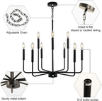 Black Chandelier, Modern Farmhouse Chandeliers for Dining Room 9-Lights Candle Pendant Lights Kitchen Island Rustic Industrial Black Metal Hanging Light Fixtures for Living Room Bedroom Entryway - Grand Goldman