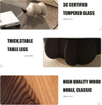 Black Coffee Table, 31.5" Round Glass Coffee Table for Living Room Mid Century Modern Coffee Table Unique Center Table with Wood Base Circle Coffee Ta - Grand Goldman