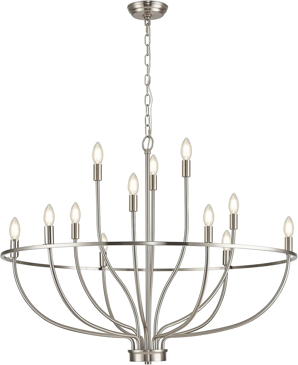 Black Dining Room Light Fixture, 6-Light Farmhouse Black Chandelier for Bedroom Metal Candle Chandeliers Hanging Lighting for Kitchen Living Room Entryway Foyer, 28.54in - Grand Goldman