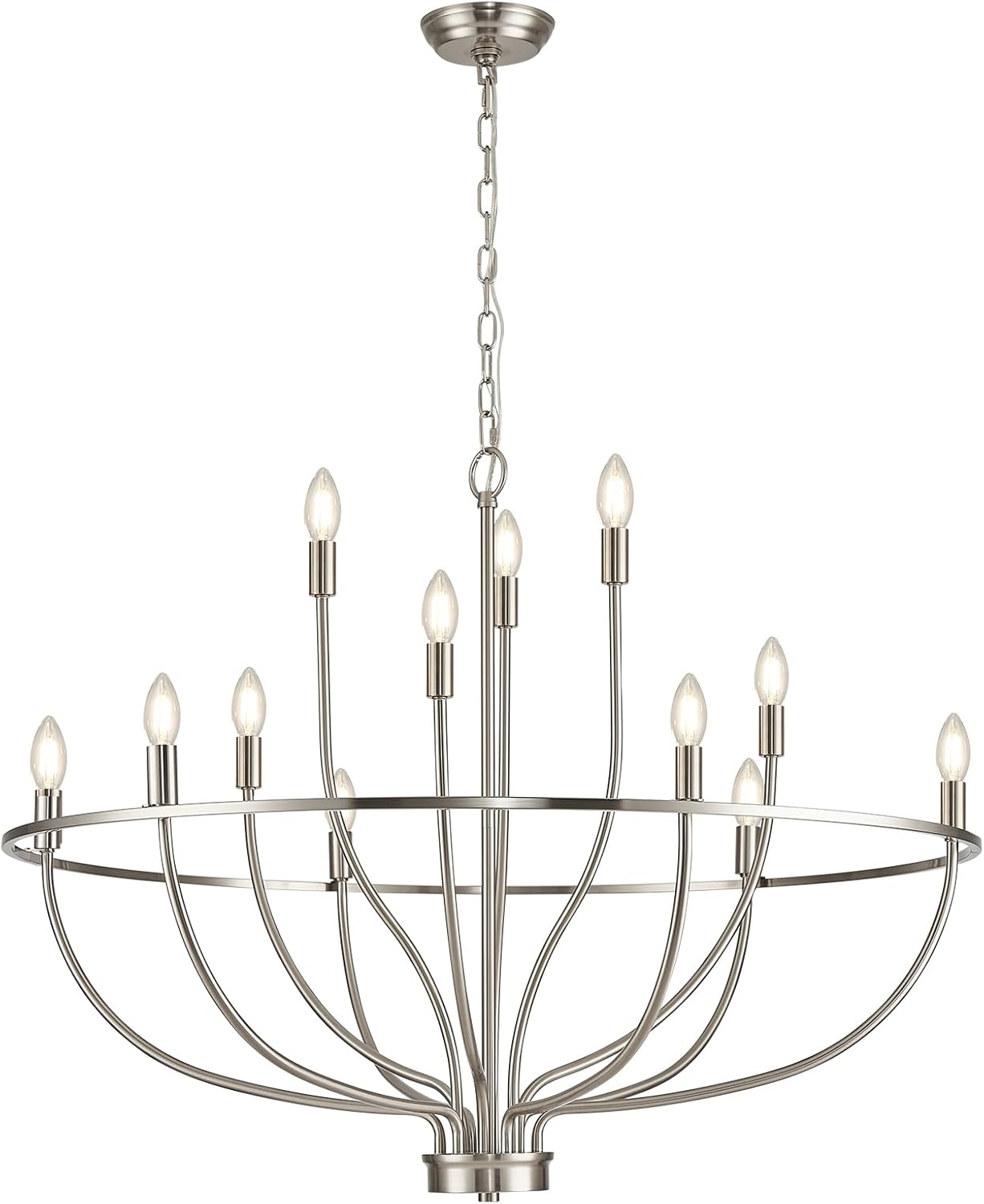 Black Dining Room Light Fixture, 6-Light Farmhouse Black Chandelier for Bedroom Metal Candle Chandeliers Hanging Lighting for Kitchen Living Room Entryway Foyer, 28.54in - Grand Goldman