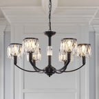 Black Dining Room Light Fixture, 6-Light Farmhouse Black Chandelier for Bedroom Metal Candle Chandeliers Hanging Lighting for Kitchen Living Room Entryway Foyer, 28.54in - Grand Goldman