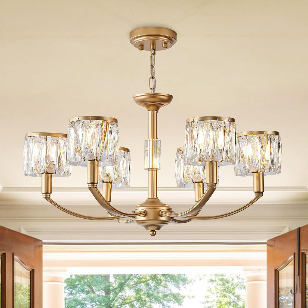 Black Dining Room Light Fixture, 6-Light Farmhouse Black Chandelier for Bedroom Metal Candle Chandeliers Hanging Lighting for Kitchen Living Room Entryway Foyer, 28.54in - Grand Goldman