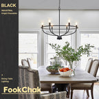 Black Dining Room Light Fixture, 6-Light Farmhouse Black Chandelier for Bedroom Metal Candle Chandeliers Hanging Lighting for Kitchen Living Room Entryway Foyer, 28.54in - Grand Goldman