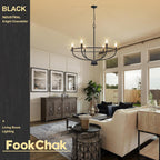 Black Dining Room Light Fixture, 6-Light Farmhouse Black Chandelier for Bedroom Metal Candle Chandeliers Hanging Lighting for Kitchen Living Room Entryway Foyer, 28.54in - Grand Goldman