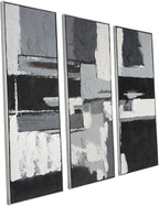 Black Gold Abstract Wall Art - Hand-Painted Geometric Line Spiral Duo Abstract Shapes Canvas Artwork Decor, Set of 2, 24 x 36 Inches, Framed Wall Art - Grand Goldman