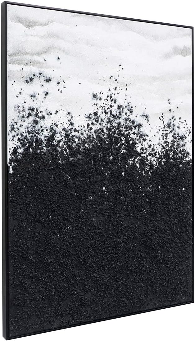 Black Gold Abstract Wall Art - Hand-Painted Geometric Line Spiral Duo Abstract Shapes Canvas Artwork Decor, Set of 2, 24 x 36 Inches, Framed Wall Art - Grand Goldman