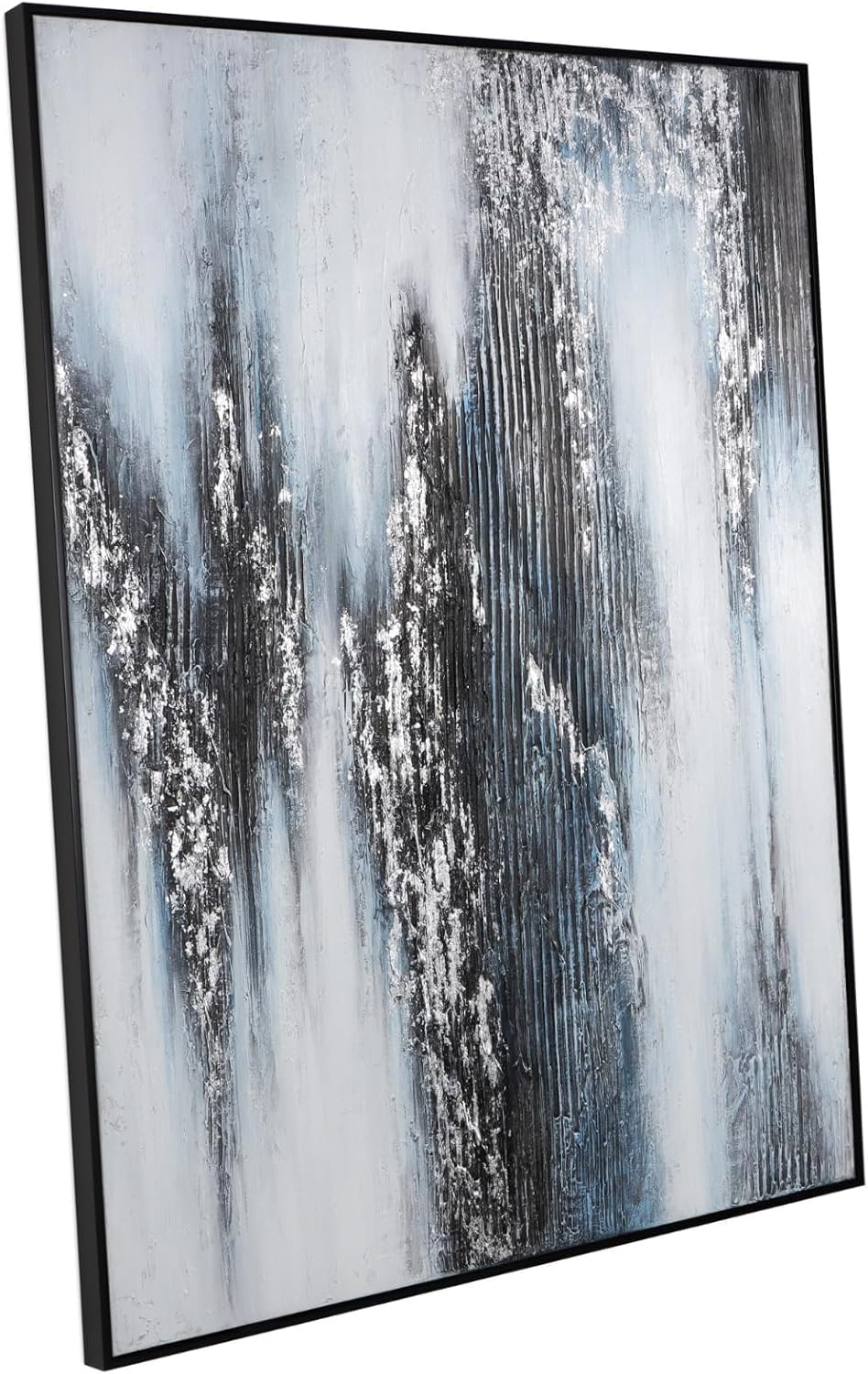 Black Gold Abstract Wall Art - Hand-Painted Geometric Line Spiral Duo Abstract Shapes Canvas Artwork Decor, Set of 2, 24 x 36 Inches, Framed Wall Art - Grand Goldman