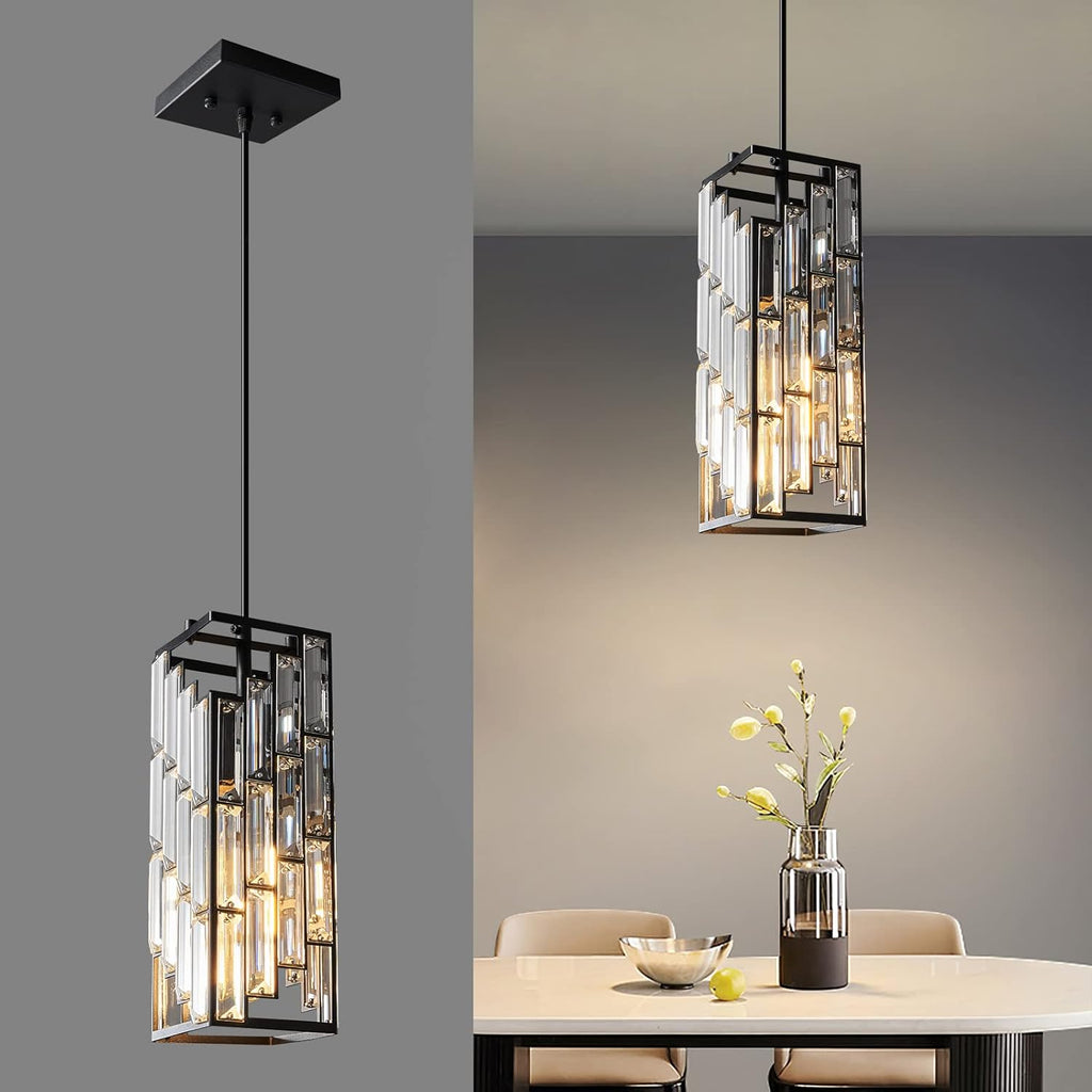 Black Pendant Lighting Modern Pendant Light, Mini Crystal Chandeliers,Adjustable Pendant Light Fixture for Kitchen Island Dinning Room Bedroom (3 Pack) - Grand Goldman