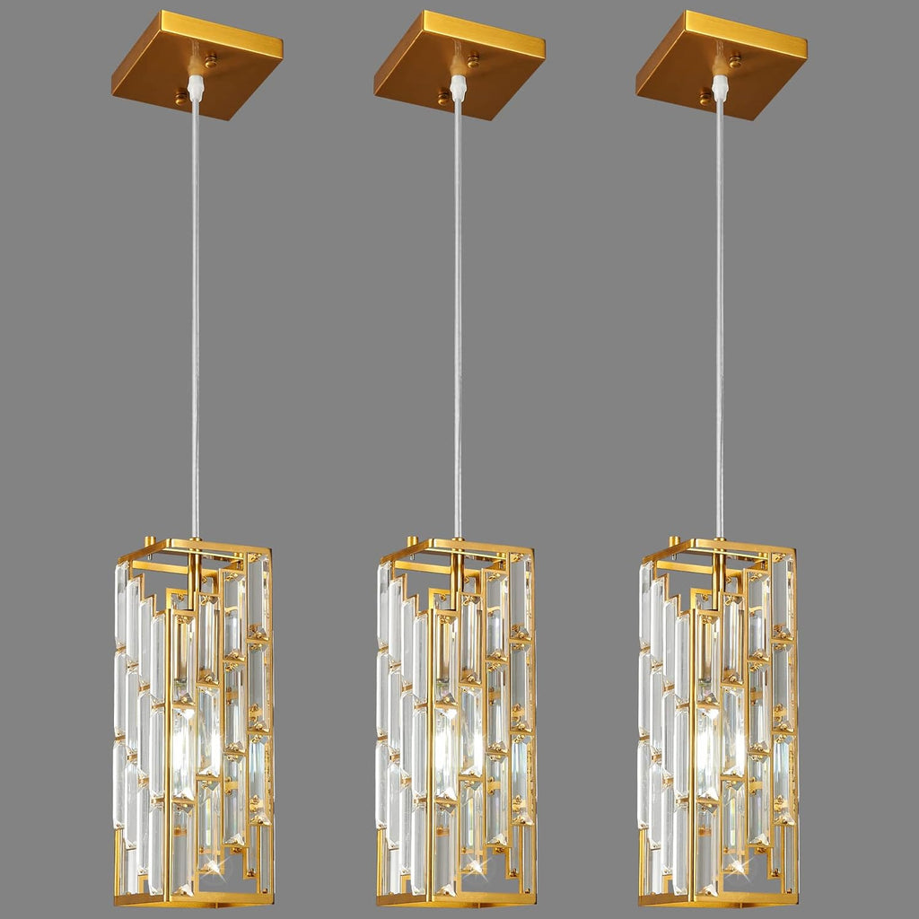 Black Pendant Lighting Modern Pendant Light, Mini Crystal Chandeliers,Adjustable Pendant Light Fixture for Kitchen Island Dinning Room Bedroom (3 Pack) - Grand Goldman