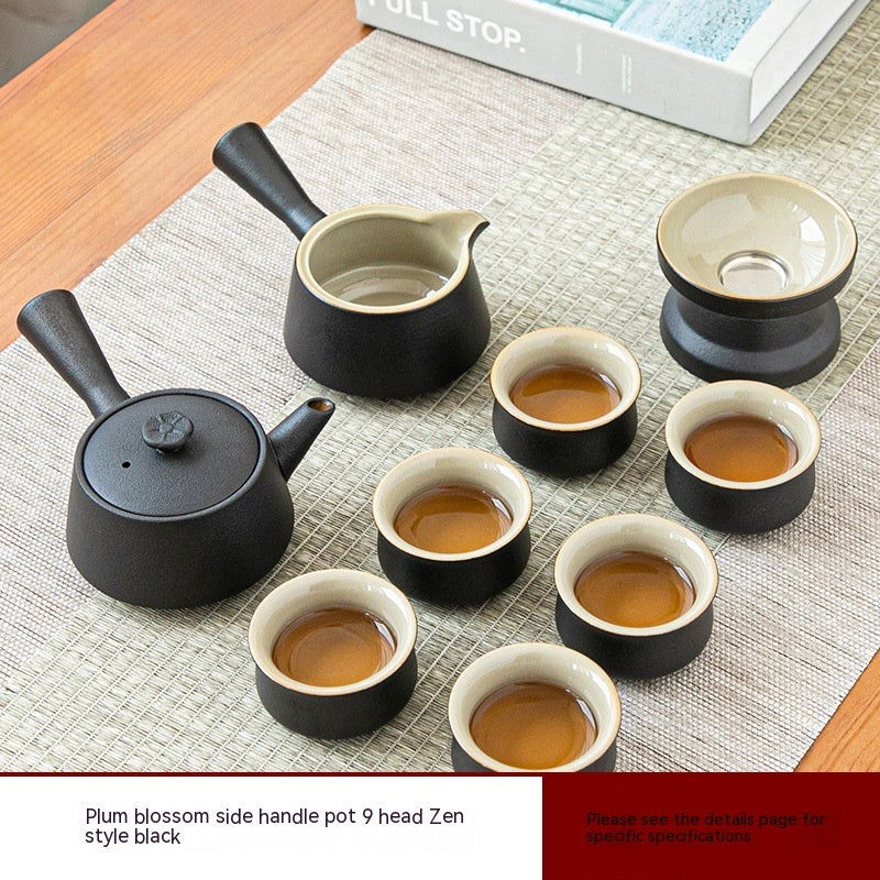 Black Porcelain Japanese Tea Set Home Living Room - Grand Goldman
