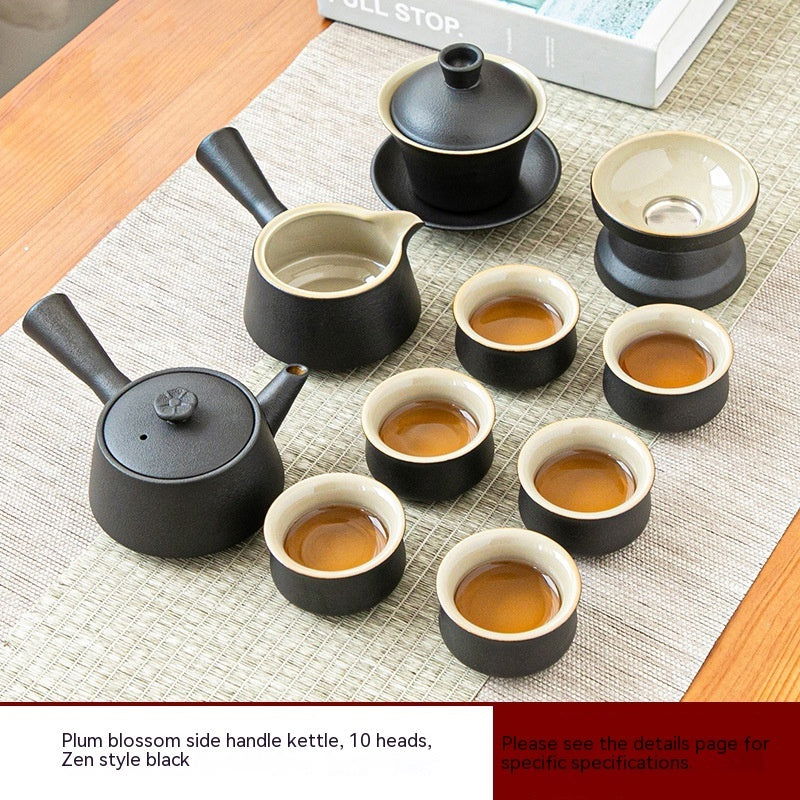Black Porcelain Japanese Tea Set Home Living Room - Grand Goldman