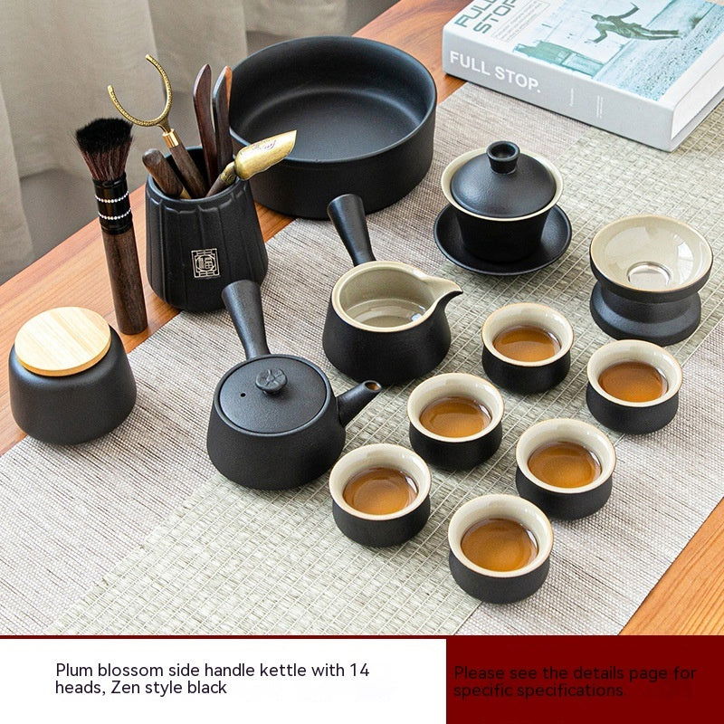 Black Porcelain Japanese Tea Set Home Living Room - Grand Goldman