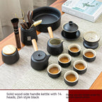 Black Porcelain Japanese Tea Set Home Living Room - Grand Goldman