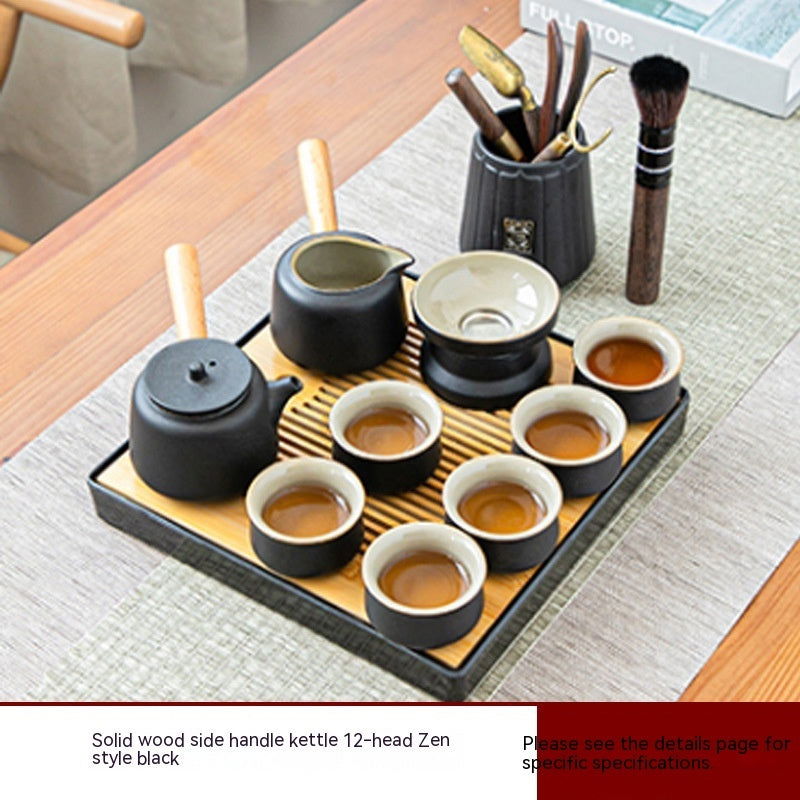 Black Porcelain Japanese Tea Set Home Living Room - Grand Goldman