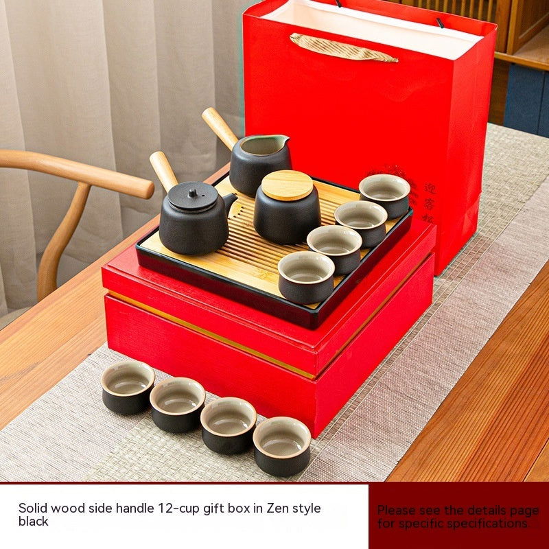 Black Porcelain Japanese Tea Set Home Living Room - Grand Goldman