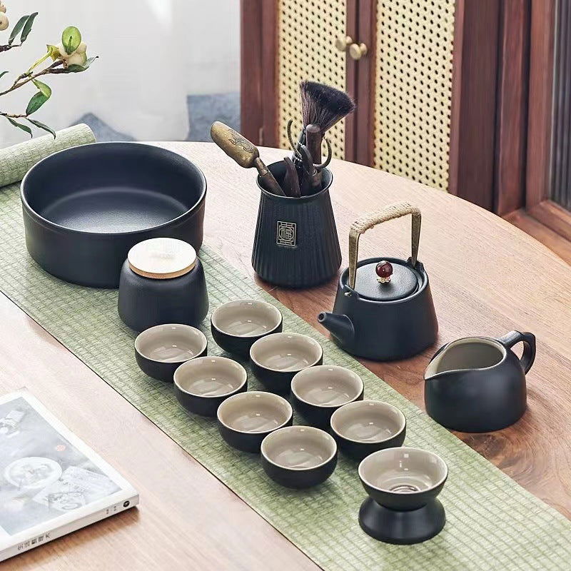 Black Porcelain Kung Fu Tea Set Suit Household Japanese Style - Grand Goldman