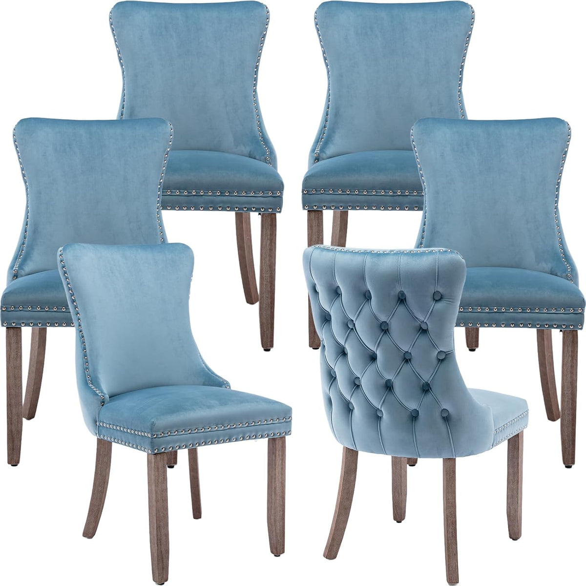 Black Velvet Dining Chairs Set of 4, Kitchen & Dining Room Chairs, Four Fabric Tufted Dinning Chairs, Velvet Upholstered, Wing Back, Metal Pull Ring, Wood Frame, Mid Century Modern - Grand Goldman