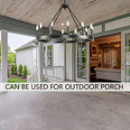 Black Wagon Wheel Chandelier 32 inch,12-Light Farmhouse Wagon Wheel Chandeliers Round Industrial Ceiling Light fixtures for Outdoor Porch high Ceilings Living Dining Room Foyer Entryway - Grand Goldman