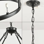 Black Wagon Wheel Chandelier 32 inch,12-Light Farmhouse Wagon Wheel Chandeliers Round Industrial Ceiling Light fixtures for Outdoor Porch high Ceilings Living Dining Room Foyer Entryway - Grand Goldman