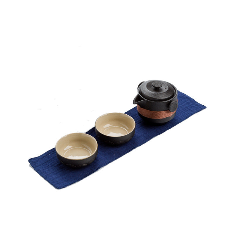 Black pottery Crack cup a pot two cups portable - Grand Goldman