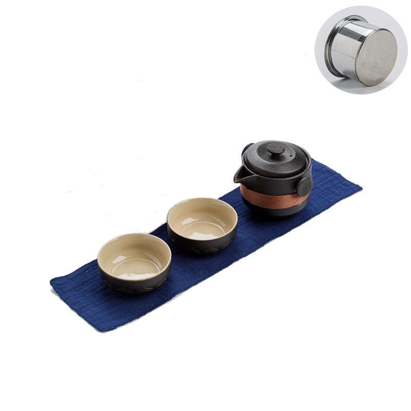 Black pottery Crack cup a pot two cups portable - Grand Goldman