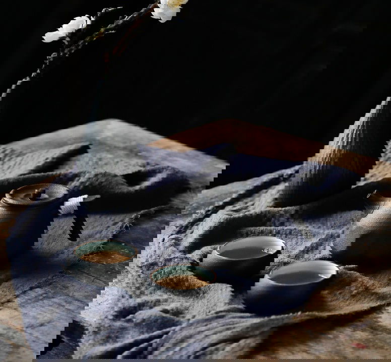 Black pottery tea set - Grand Goldman